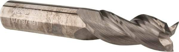 Accupro - 1/2", 1-1/4" LOC, 1/2" Shank Diam, 3" OAL, 3 Flute, Solid Carbide Square End Mill - Single End, Uncoated, Spiral Flute, 37° Helix, Centercutting, Right Hand Cut, Right Hand Flute - Eagle Tool & Supply