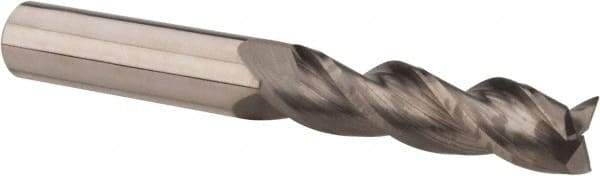 Accupro - 1/2", 2" LOC, 1/2" Shank Diam, 4" OAL, 3 Flute, Solid Carbide Square End Mill - Single End, Uncoated, Spiral Flute, 37° Helix, Centercutting, Right Hand Cut, Right Hand Flute - Eagle Tool & Supply