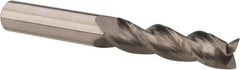 Accupro - 1/2", 2" LOC, 1/2" Shank Diam, 4" OAL, 3 Flute, Solid Carbide Square End Mill - Single End, Uncoated, Spiral Flute, 37° Helix, Centercutting, Right Hand Cut, Right Hand Flute - Eagle Tool & Supply