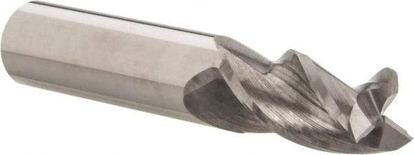 Accupro - 5/8", 1-1/4" LOC, 5/8" Shank Diam, 3-1/2" OAL, 3 Flute, Solid Carbide Square End Mill - Single End, Uncoated, Spiral Flute, 37° Helix, Centercutting, Right Hand Cut, Right Hand Flute - Eagle Tool & Supply