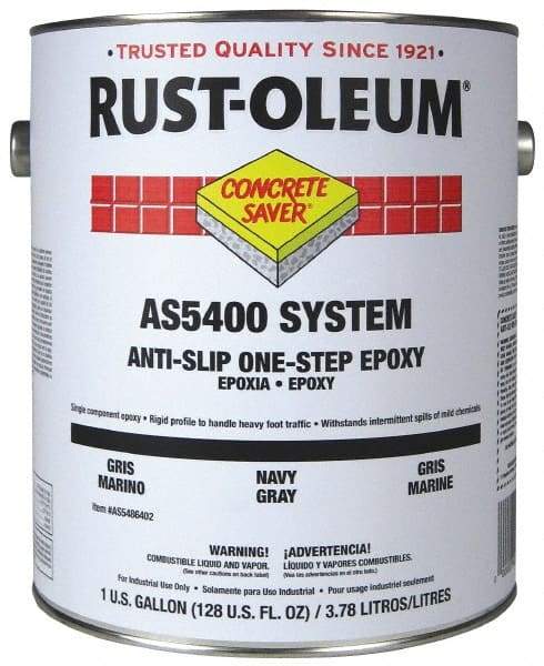 Rust-Oleum - 1 Gal Kit Gloss Silver Gray Antislip Epoxy - 40 to 60 Sq Ft/Gal Coverage, <250 g/L VOC Content - Eagle Tool & Supply