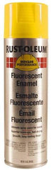 Rust-Oleum - Yellow, 14 oz Net Fill, Fluorescent, Rust Proof Enamel Spray Paint - 10 Sq Ft per Can, 14 oz Container, Use on Rust Proof Paint - Eagle Tool & Supply