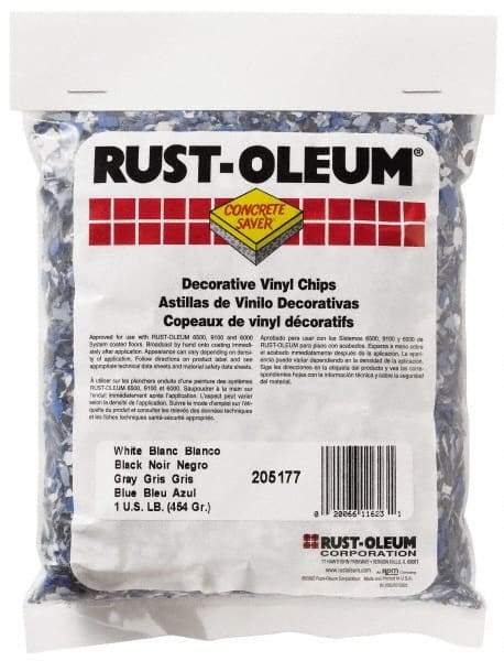 Rust-Oleum - Black/White/Blue Vinyl Floor Chips - 1 Lb Plastic Bag - Eagle Tool & Supply