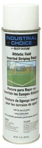 Rust-Oleum - 17 fl oz White Striping Paint - 100' to 200' Coverage at 3" Wide, Water-Based Formula - Eagle Tool & Supply
