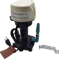 Little Giant Pumps - 0.9 Amp, 115 Volt, 1/70 hp, 1 Phase, Thermal Plastic Evaporative Cooler Pumps Machine Tool & Recirculating Pump - 5.1 GPM, 9.5 psi, 9" Overall Height, 4-1/2" Body Length, ABS Impeller, Open Fan Cooled Motor - Eagle Tool & Supply