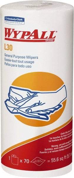 WypAll - L30 Dry General Purpose Wipes - Small Roll, 10-3/8" x 11" Sheet Size, White - Eagle Tool & Supply