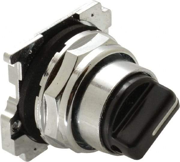 Eaton Cutler-Hammer - 30-1/2mm Mount Hole, 2 Position, Knob Operated, Selector Switch with Cam and Cap - Black, Maintained (MA) - Momentary (MO) - Eagle Tool & Supply