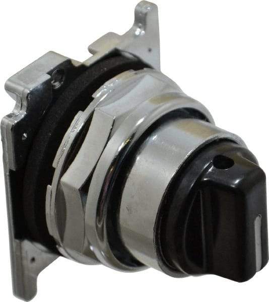 Eaton Cutler-Hammer - 30-1/2mm Mount Hole, 3 Position, Knob Operated, Selector Switch with Cam and Cap - Black, Maintained (MA) - Momentary (MO) - Eagle Tool & Supply