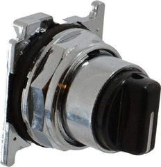 Eaton Cutler-Hammer - 30-1/2mm Mount Hole, 3 Position, Knob Operated, Selector Switch with Cam and Cap - Black, Maintained (MA) - Momentary (MO) - Eagle Tool & Supply