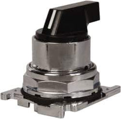 Eaton Cutler-Hammer - 30-1/2mm Mount Hole, 3 Position, Lever Operated, Selector Switch with Cam and Cap - Black, Maintained (MA) - Momentary (MO) - Eagle Tool & Supply