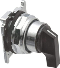 Eaton Cutler-Hammer - 30-1/2mm Mount Hole, 3 Position, Lever Operated, Selector Switch with Cam and Cap - Black, Maintained (MA) - Momentary (MO) - Eagle Tool & Supply