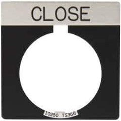 Eaton Cutler-Hammer - Square, Legend Plate - Close - Black Background, 30-1/2mm Hole Diameter - Eagle Tool & Supply