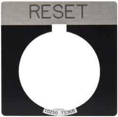 Eaton Cutler-Hammer - Square, Legend Plate - Reset - Black Background, 30-1/2mm Hole Diameter - Eagle Tool & Supply