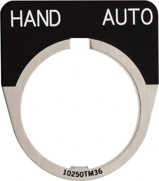 Eaton Cutler-Hammer - Half Round, Legend Plate - Auto-Off-Hand - Black Background, 30-1/2mm Hole Diameter - Eagle Tool & Supply