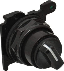 Eaton Cutler-Hammer - 30-1/2mm Mount Hole, 2 Position, Knob Operated, Selector Switch Only - Black, Maintained (MA), Corrosion Resistant, Oil and Watertight - Eagle Tool & Supply