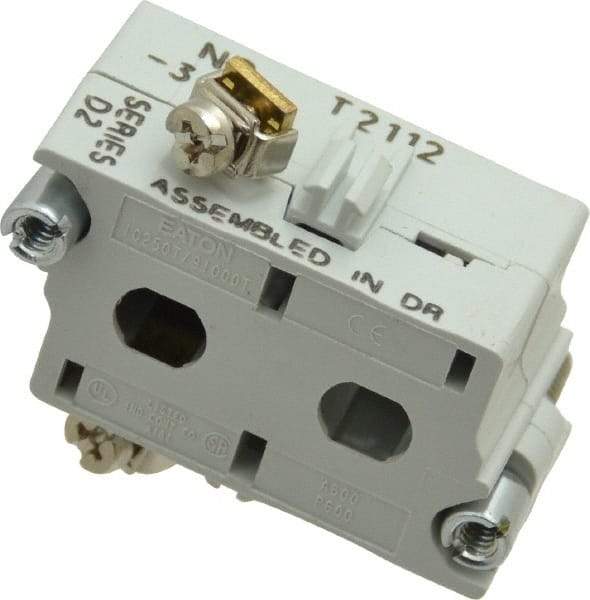 Eaton Cutler-Hammer - 0.5 Amp, Electrical Switch Contact Block - 120 VAC/VDC, Pressure Terminal, 30-1/2mm Hole, For Use with E34 Operators, Standard 10250T - Eagle Tool & Supply