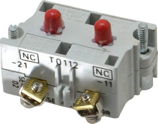 Eaton Cutler-Hammer - 2NC, 0.5 Amp, Electrical Switch Contact Block - 120 VAC/VDC, Pressure Terminal, 30-1/2mm Hole, For Use with E34 Operators, Standard 10250T - Eagle Tool & Supply