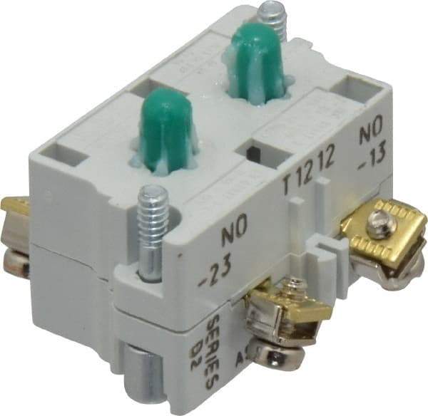 Eaton Cutler-Hammer - 2NO, 0.5 Amp, Electrical Switch Contact Block - 120 VAC/VDC, Pressure Terminal, 30-1/2mm Hole, For Use with E34 Operators, Standard 10250T - Eagle Tool & Supply