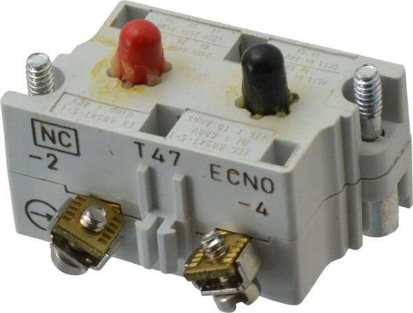 Eaton Cutler-Hammer - NO/NC, 0.5 Amp, Electrical Switch Contact Block - 120 VAC/VDC, Pressure Terminal, 30-1/2mm Hole, For Use with E34 Operators, Standard 10250T - Eagle Tool & Supply