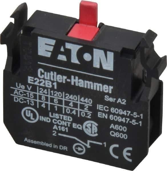 Eaton Cutler-Hammer - NC, Electrical Switch Contact Block - 22-1/2mm Hole, For Use with Indicating Lights, Pushbuttons - Eagle Tool & Supply