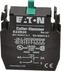 Eaton Cutler-Hammer - 2NO, Electrical Switch Contact Block - 22-1/2mm Hole, For Use with Indicating Lights, Pushbuttons - Eagle Tool & Supply