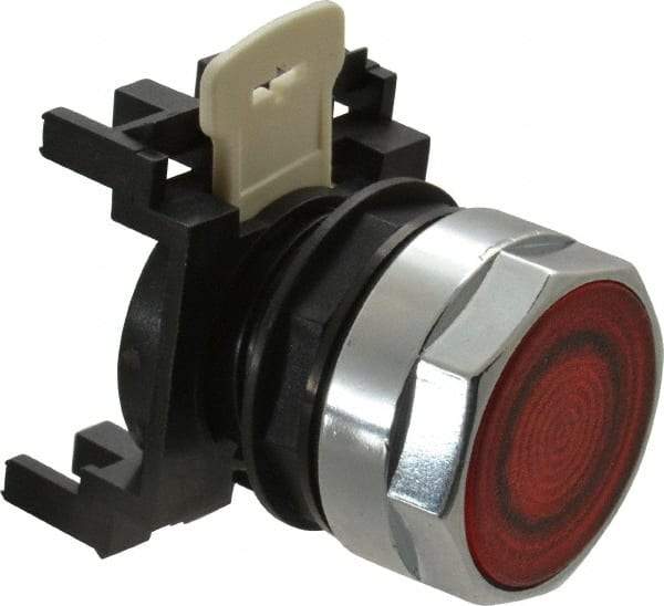 Eaton Cutler-Hammer - 25mm Mount Hole, Flush, Pushbutton Switch Only - Round, Red Pushbutton, Illuminated, Momentary (MO) - Eagle Tool & Supply