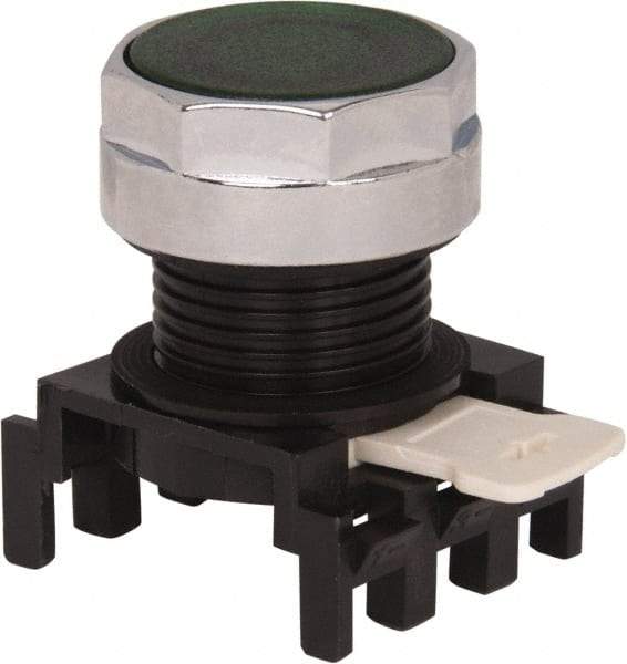 Eaton Cutler-Hammer - 25mm Mount Hole, Flush, Pushbutton Switch Only - Round, Green Pushbutton, Illuminated, Momentary (MO) - Eagle Tool & Supply