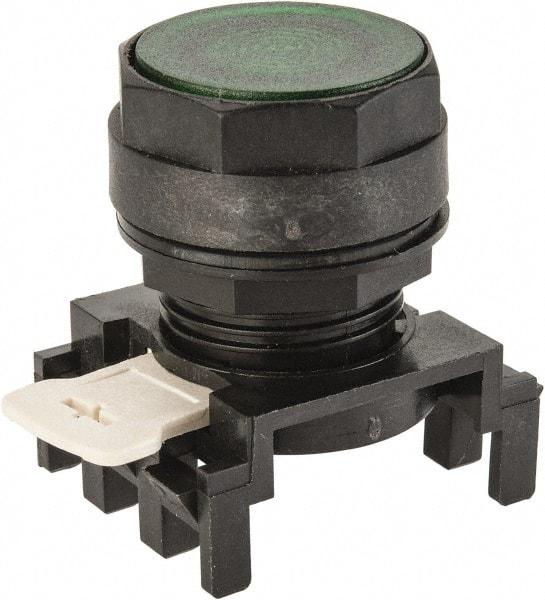 Eaton Cutler-Hammer - 25mm Mount Hole, Flush, Pushbutton Switch Only - Round, Green Pushbutton, Illuminated, Momentary (MO) - Eagle Tool & Supply