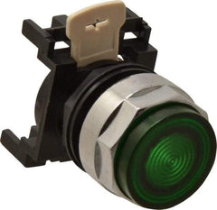 Eaton Cutler-Hammer - 25mm Mount Hole, Extended Straight, Pushbutton Switch Only - Round, Green Pushbutton, Illuminated, Momentary (MO) - Eagle Tool & Supply
