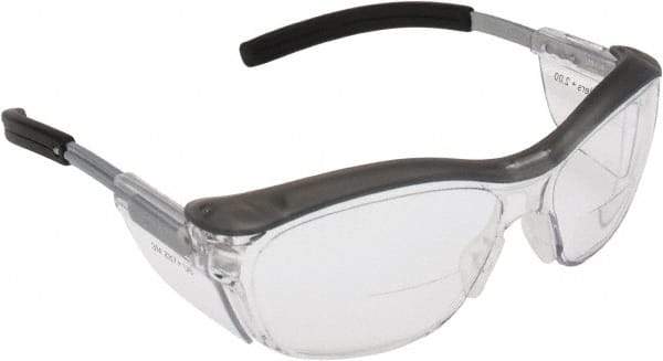3M - +2, Clear Lenses, Anti-Fog, Framed Magnifying Safety Glasses - UV Protection, Adjustable Temples, Gray Plastic Frame, ANSI Z87.1-2010 - Eagle Tool & Supply