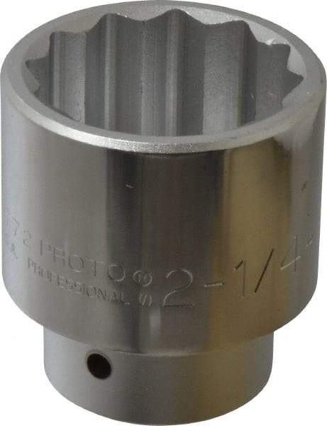 Proto - 2-1/4", 1" Drive, Standard Hand Socket - 12 Points, 3-13/16" OAL - Eagle Tool & Supply