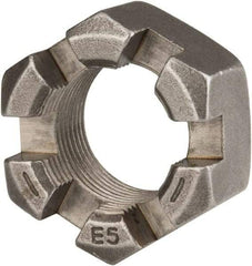 Value Collection - 1-1/4 - 12 UNF Grade 2 Steel Slotted Locknut - 1-7/8" Width Across Flats, 1-1/16" High, Uncoated - Eagle Tool & Supply