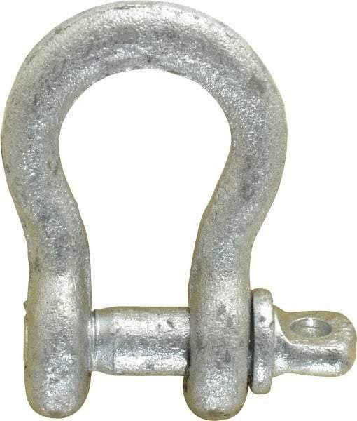 Made in USA - 1/4" Nominal Chain Size, 0.5 Ton Carbon Steel Screw Anchor Shackle - 1/4" Diam, 5/16" Pin Diam, 1-1/8" High x 15/32" Wide Inside Jaw, 25/32" Inside Width, 11/16" Max Body Thickness - Eagle Tool & Supply