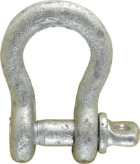 Made in USA - 1/4" Nominal Chain Size, 0.5 Ton Carbon Steel Screw Anchor Shackle - 1/4" Diam, 5/16" Pin Diam, 1-1/8" High x 15/32" Wide Inside Jaw, 25/32" Inside Width, 11/16" Max Body Thickness - Eagle Tool & Supply