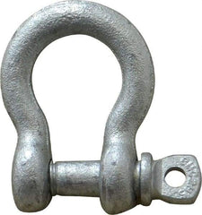 Made in USA - 5/16" Nominal Chain Size, 0.75 Ton Carbon Steel Screw Anchor Shackle - 5/16" Diam, 3/8" Pin Diam, 1-1/4" High x 17/32" Wide Inside Jaw, 27/32" Inside Width, 3/4" Max Body Thickness - Eagle Tool & Supply