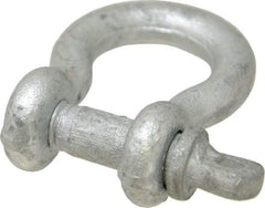 Made in USA - 3/8" Nominal Chain Size, 1 Ton Carbon Steel Screw Anchor Shackle - 3/8" Diam, 7/16" Pin Diam, 1-7/16" High x 21/32" Wide Inside Jaw, 0.969" Inside Width, 15/16" Max Body Thickness - Eagle Tool & Supply