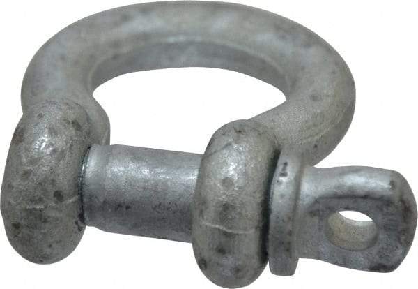 Made in USA - 1/2" Nominal Chain Size, 2 Ton Carbon Steel Screw Anchor Shackle - 1/2" Diam, 5/8" Pin Diam, 1-15/16" High x 13/16" Wide Inside Jaw, 1-1/4" Inside Width, 1-1/4" Max Body Thickness - Eagle Tool & Supply