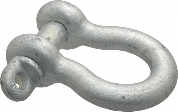 Made in USA - 1-1/8" Nominal Chain Size, 9.5 Ton Carbon Steel Screw Anchor Shackle - 1-1/8" Diam, 1-1/4" Pin Diam, 4-1/4" High x 1-13/16" Wide Inside Jaw, 2-15/16" Inside Width, 2-5/8" Max Body Thickness - Eagle Tool & Supply