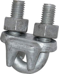 Made in USA - 7/16" Wire Rope U-Bolt Clip - Forged Steel, Galvanized - Eagle Tool & Supply