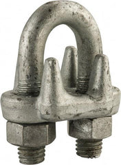 Made in USA - 9/16" Wire Rope U-Bolt Clip - Forged Steel, Galvanized - Eagle Tool & Supply