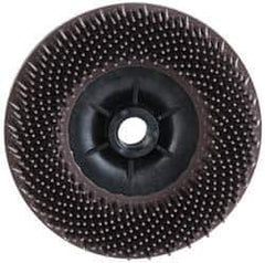 3M - 4-1/2" 36 Grit Ceramic Straight Disc Brush - Very Coarse Grade, Threaded Hole Connector, 3/4" Trim Length, 5/8-11 Threaded Arbor Hole - Eagle Tool & Supply