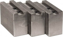 H & R Manufacturing - 8" Chuck Capacity, 1.5mm x 60° Serrated Attachment, Square Soft Lathe Chuck Jaw - 3 Jaws, Steel, 1" Btw Mount Hole Ctrs, 3-1/2" Long x 1-1/2" Wide x 2-1/2" High, 0.551" Groove, 12mm Fastener - Eagle Tool & Supply