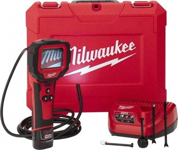 Milwaukee Tool - 0.3543 Inch Wide Camera Head, 9 Ft. Probe, 1x Magnification Rotating Inspection Camera - 0.3543 Inch Probe Diameter, 2.7 Inch LCD Display, 320 x 240 Resolution - Eagle Tool & Supply