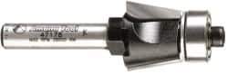 Amana Tool - 5/8" Cut Diam, 1/2" Length of Cut, 2 Flute Bevel Trim Edge Profile Router Bit - Carbide-Tipped, 1/4" Shank Diam, 2" OAL, Uncoated - Eagle Tool & Supply