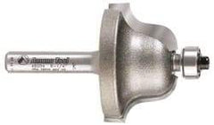 Amana Tool - 1-3/8" Cut Diam, 13/16" Length of Cut, 2 Flute Profiling Edge Profile Router Bit - Carbide-Tipped, 1/4" Shank Diam, 2-1/4" OAL, Uncoated - Eagle Tool & Supply