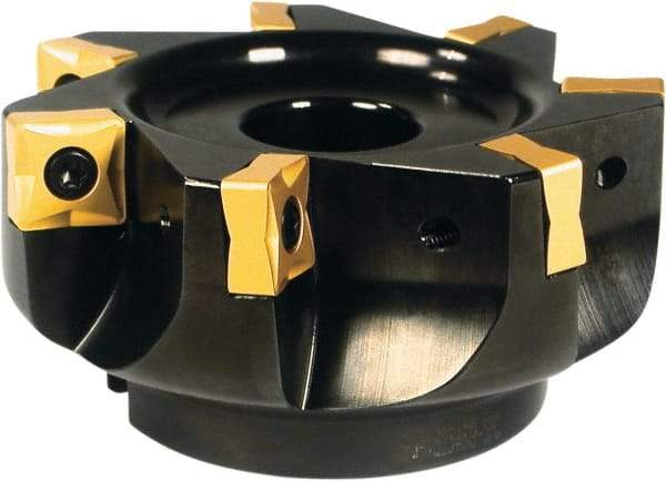 Sumitomo - 7 Inserts, 4" Cutter Diam, 0.575" Max Depth of Cut, Indexable High-Feed Face Mill - 0.515" Arbor Hole Diam, 2" High, SN.X Inserts, Series SumiMill Spider Mill - Eagle Tool & Supply