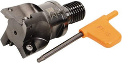 Kennametal - 1.6535" Cut Diam, 8mm Max Depth of Cut, 2.6575" OAL, Indexable Square Shoulder Helical End Mill - XD.. 10T3.. Inserts, M16 Modular Connection, Series KMM - Eagle Tool & Supply