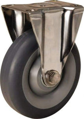 Hamilton - 5" Diam x 1-3/8" Wide x 6-1/4" OAH Top Plate Mount Rigid Caster - Rubber Mold on Polyolefin, 275 Lb Capacity, Delrin Bearing, 2-3/8 x 3-5/8" Plate - Eagle Tool & Supply