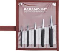 Paramount - 5 Piece, 3/32 to 1/4", Center Punch Set - Comes in Canvas Roll - Eagle Tool & Supply