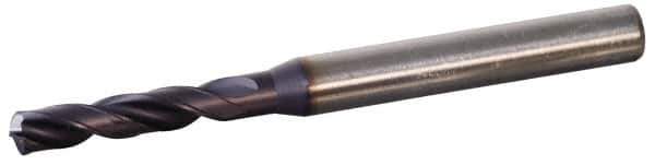 Kennametal - 7/32", 140° Point, Spiral Flute, Solid Carbide Taper Length Drill Bit - TiAlN Finish, 2.205" Flute Length, 3.7008" OAL, Series B978A - Eagle Tool & Supply
